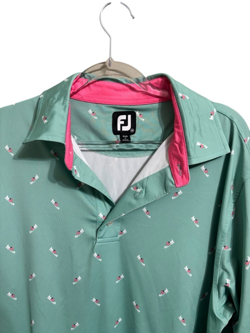 Footjoy Sz Md Printed Sneakers Pattern Golf Polo